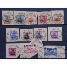 ALEMANIA EN BELGICA 1916 SERIE COMPLETA EN FRAGMENTOS Yv. 26/37 RARISIMA !!! 140 EUROS !!!